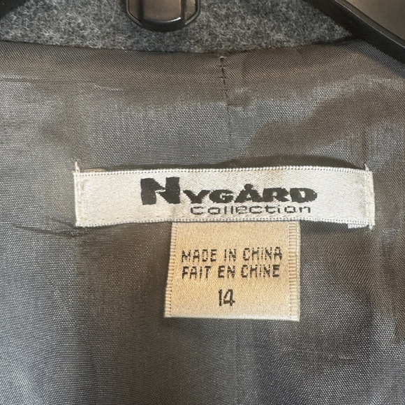 Nygard Collection Wool Jacket Womens Size 14 Grey Embroidered grandmacore - Picture 3 of 8